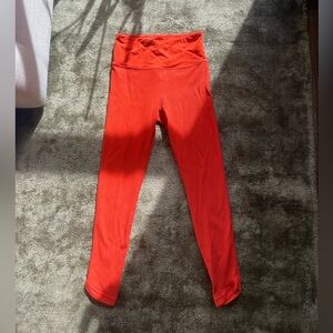 Athleta Elation Crossover Rib 7/8 Tight Ribbed Leggings in Orange